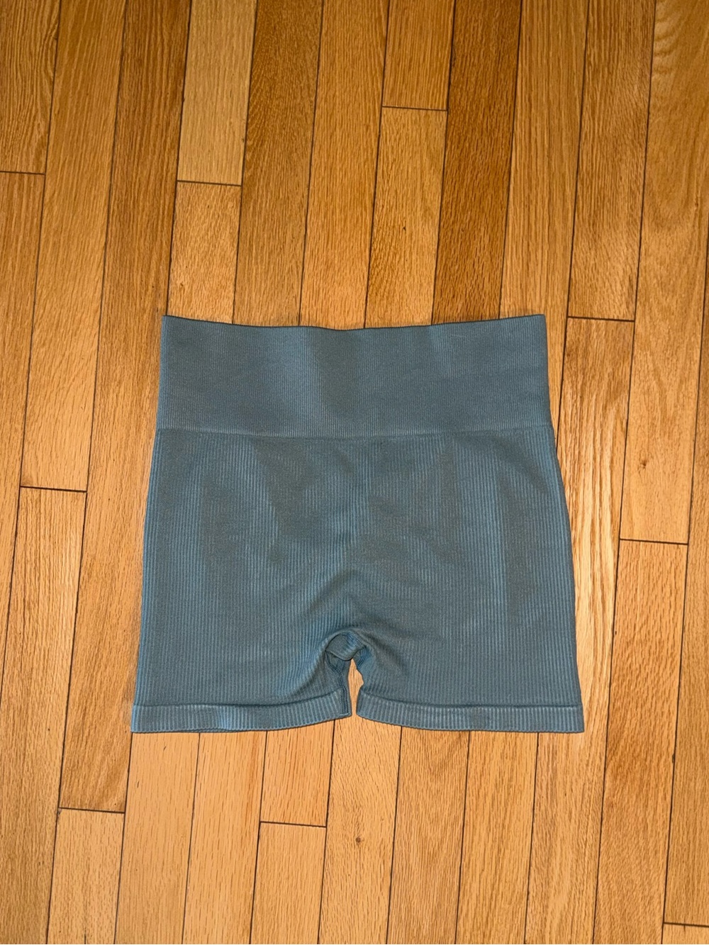 High-Rise Ribbed Bike Shorts — Teal